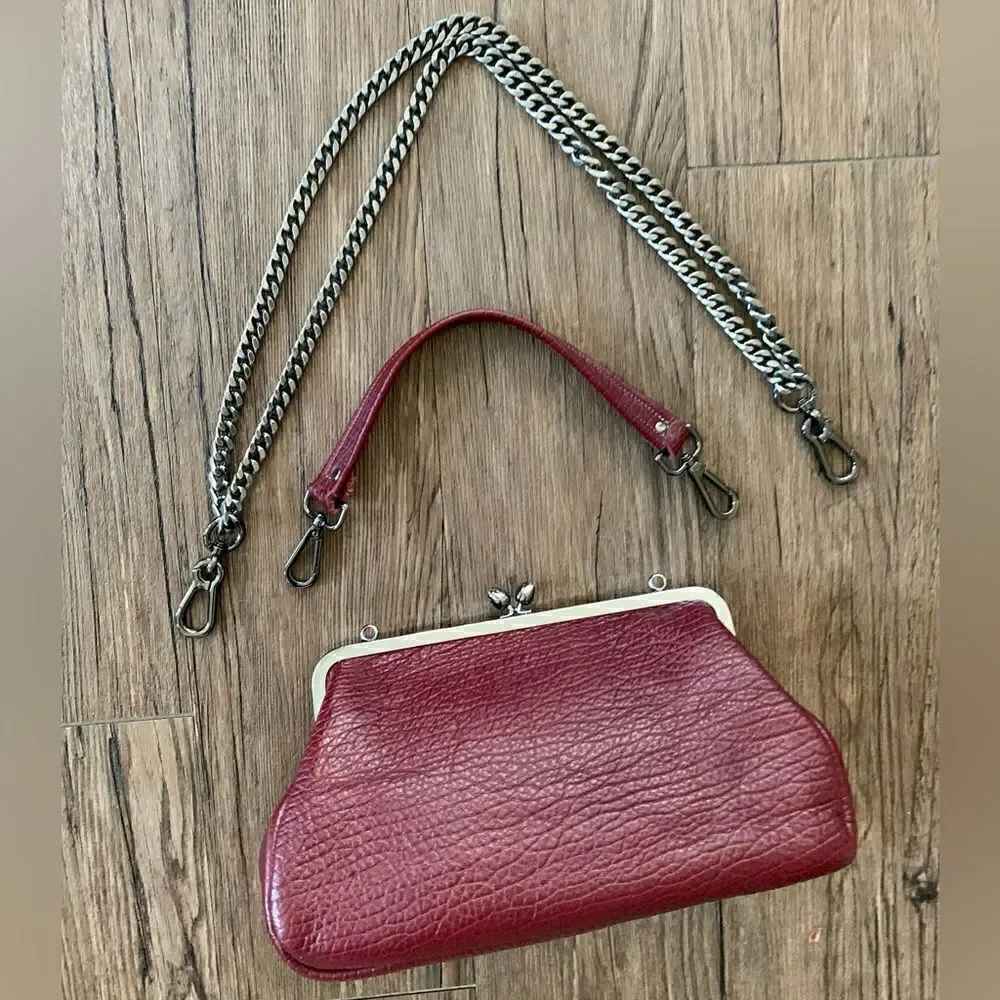 Handmade Genuine Premium Cowhide “Tulip” Kisslock Wristlet/Shoulder Bag